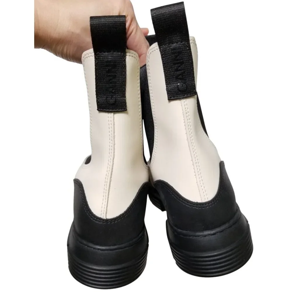 NWOB Ganni Waterproof Recycled Rubber City Chelsea Boots BRAZILIAN SAND US 7, 10